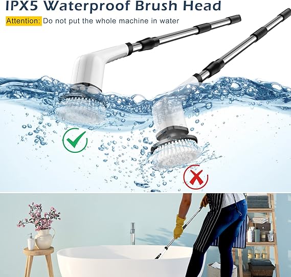 Electric Spin Scrubber, Electric Cleaning Brush with 8 Replacement Brush Heads,
