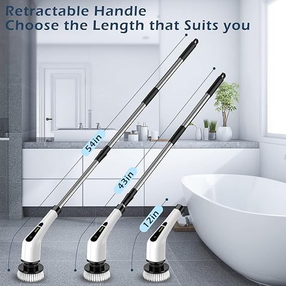 Electric Spin Scrubber, Electric Cleaning Brush with 8 Replacement Brush Heads,
