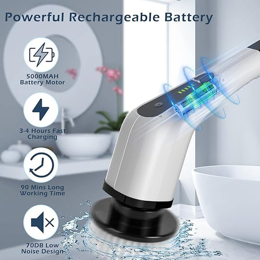 Electric Spin Scrubber, Electric Cleaning Brush with 8 Replacement Brush Heads,