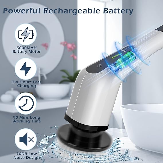 Electric Spin Scrubber, Electric Cleaning Brush with 8 Replacement Brush Heads,